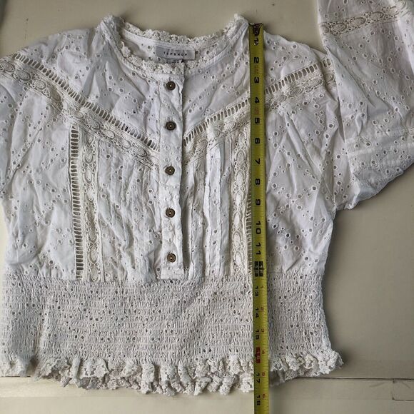TopShop Women’s Cropped Eyelet Top Size 14 NWT 06052025 - Picture 6 of 12